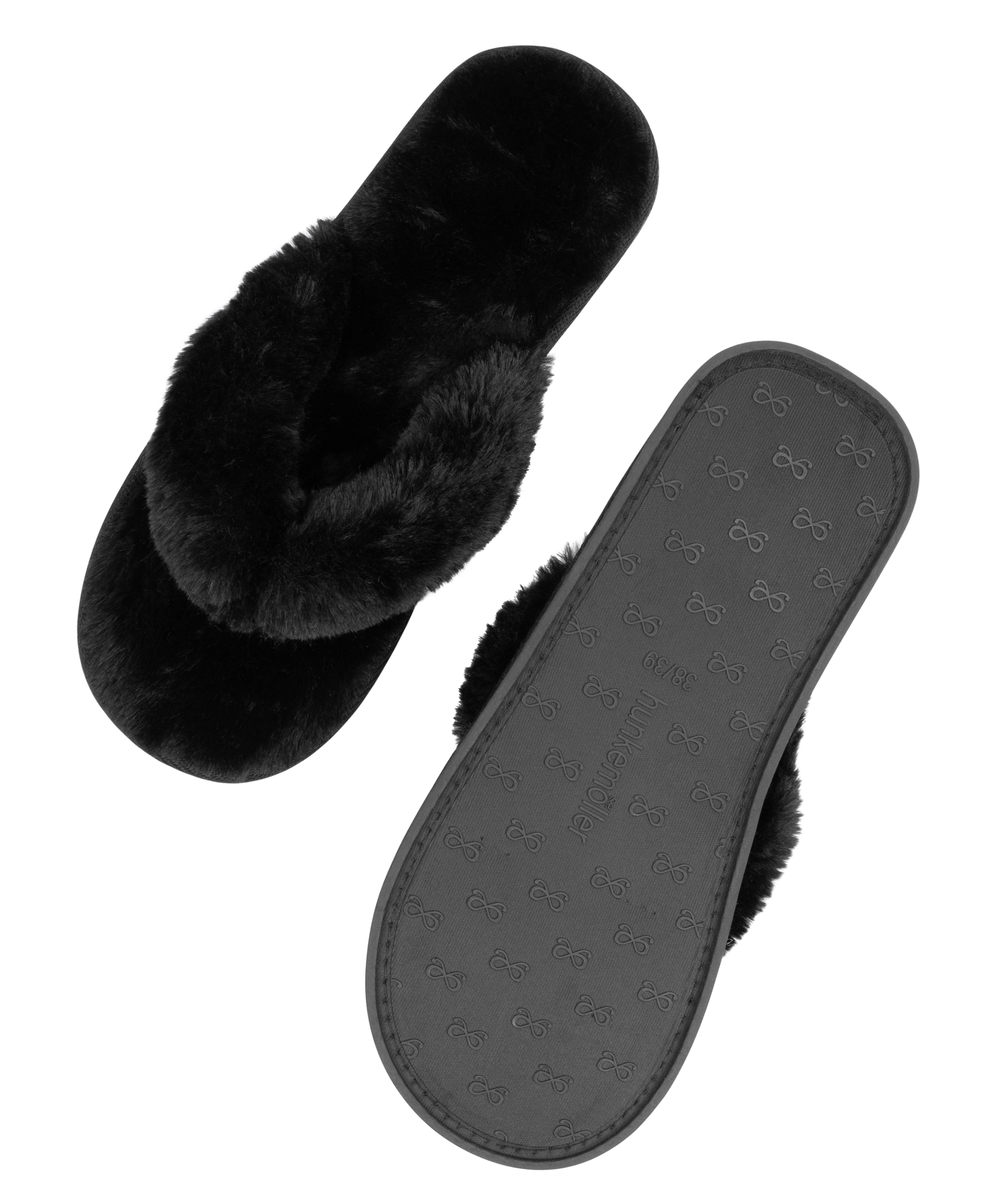 Fake Fur Slippers, Black, main