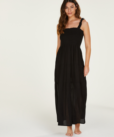 Smocked maxi dress, Black