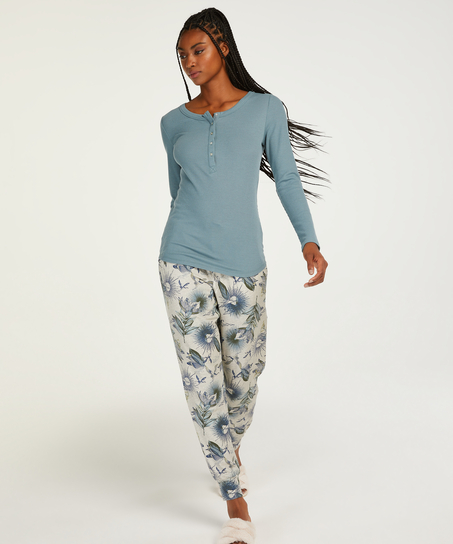 Long-Sleeved Pyjama Top, Blue