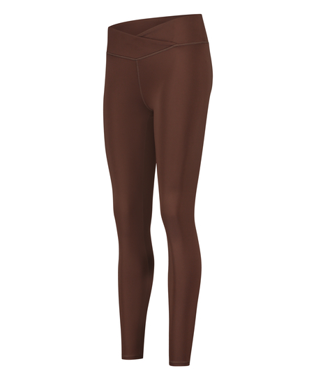 HKMX Crossed High Waisted Leggings, Brown