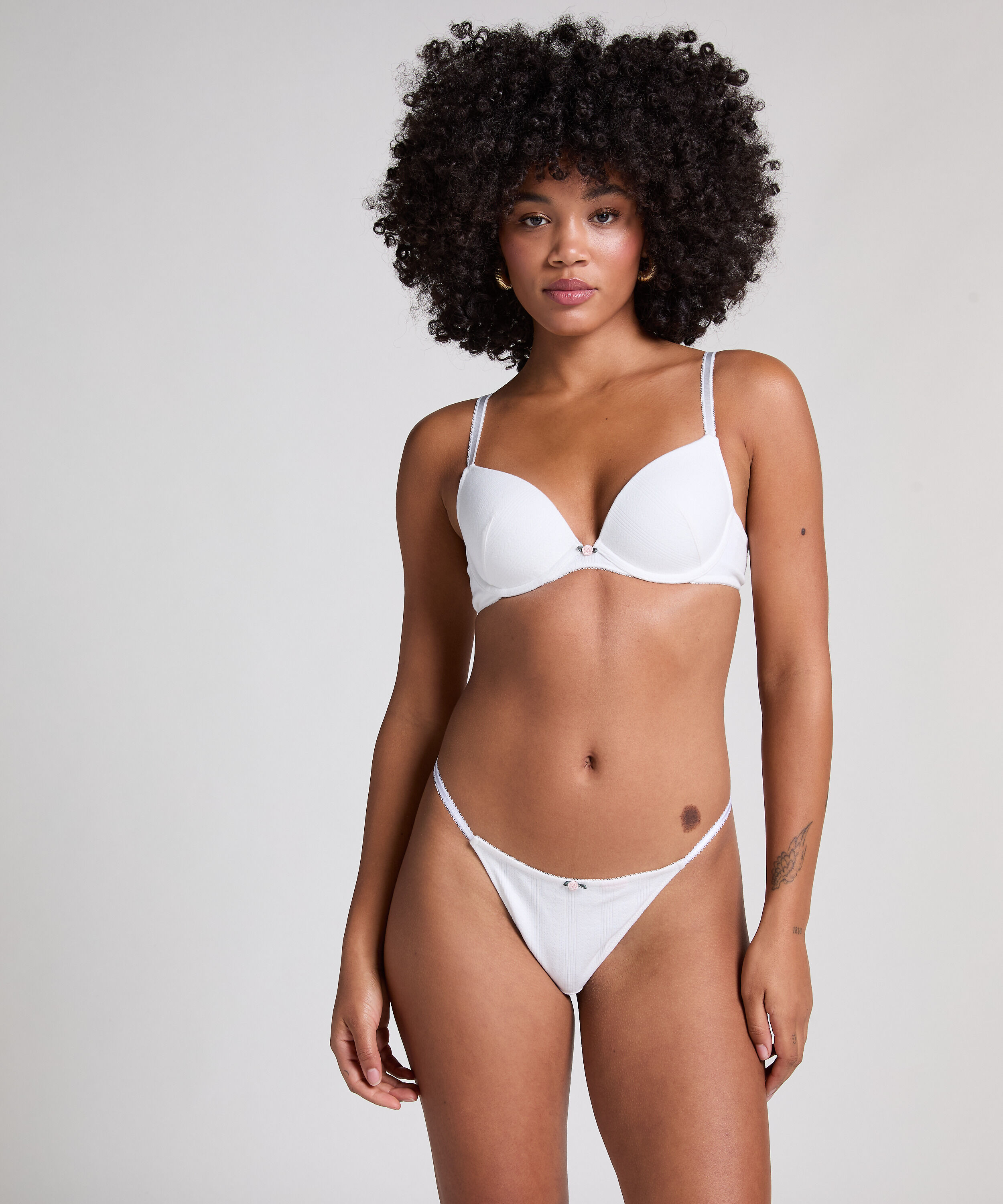 Pointelle Thong, White Pointelle Thong, White