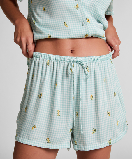 Short Viscose Check Print, Green