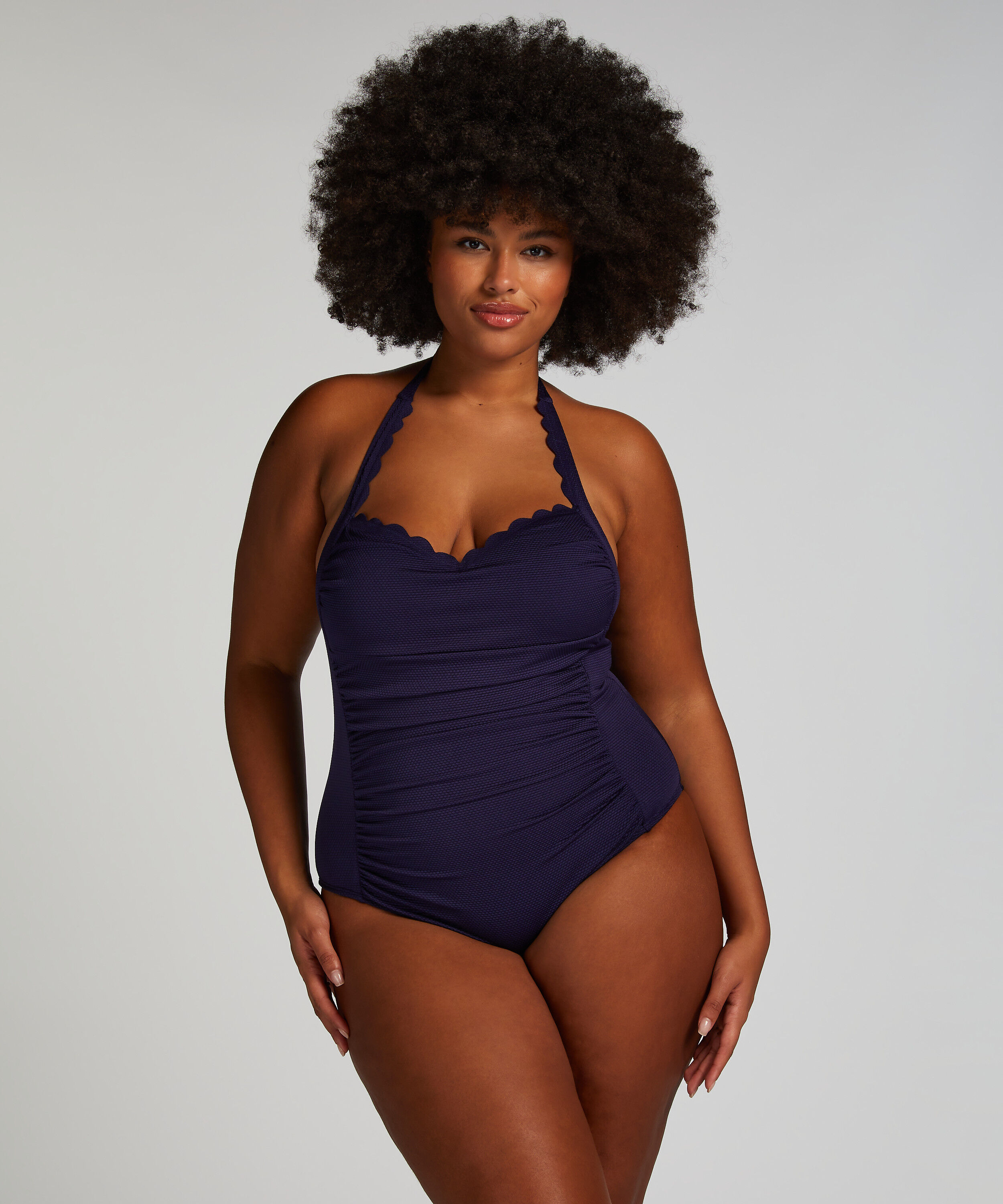 Shaping Halter Scallop Swimsuit