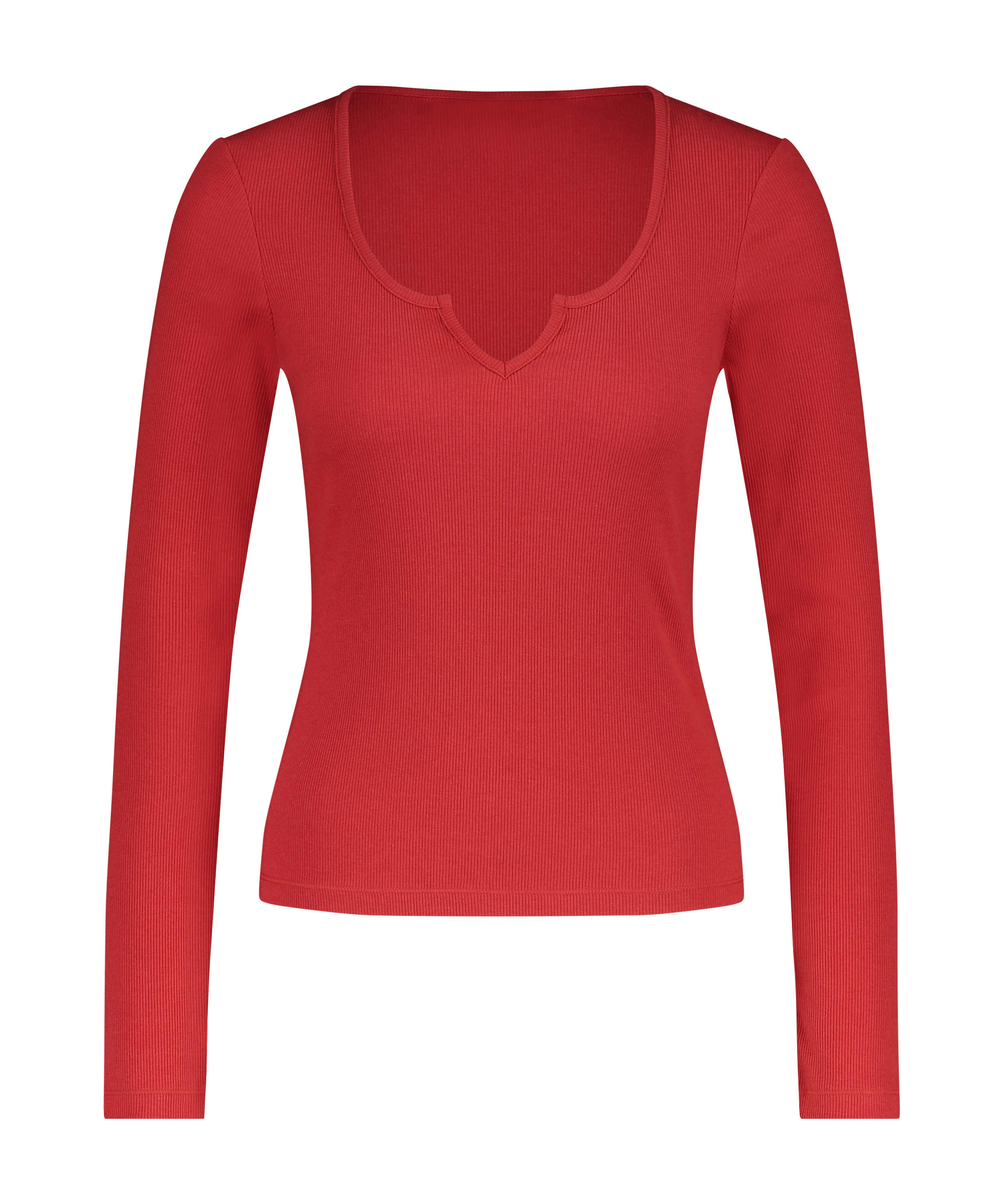 Top V-neck long sleeves, Red, main