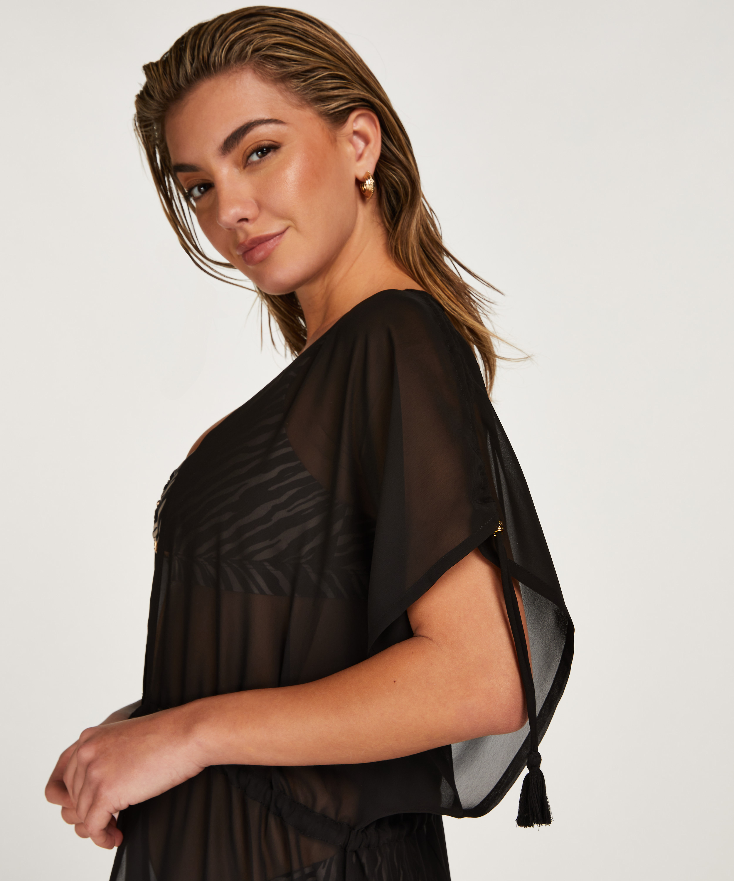 Sheer Kimono, Black, main