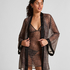 Leopard Mesh Kimono, Black