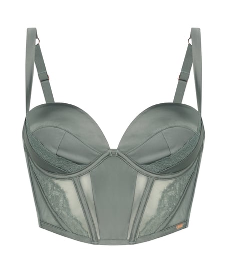 Nicole Padded Underwired Longline Bra, Green