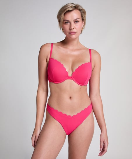 Scallop padded underwired bikini-top, Pink