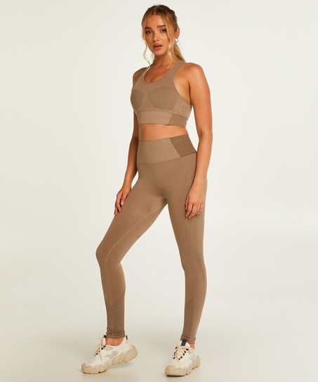 HKMX High Waisted Seamless Sports Legging, Brown