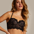 Helena Padded Underwired Longline Bra, Black