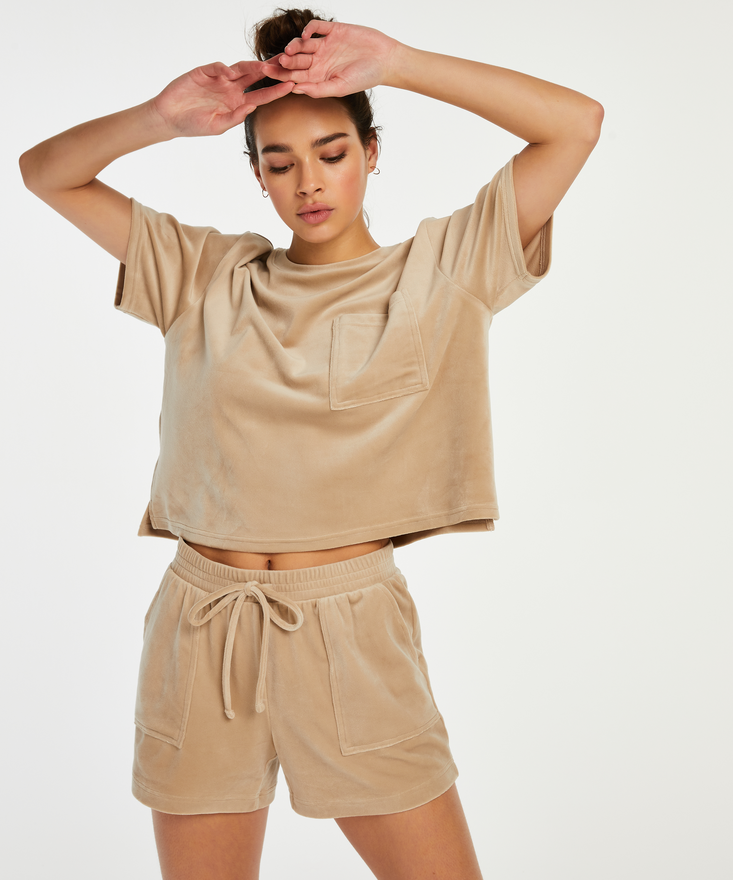 Top Velours Pocket, Beige, main