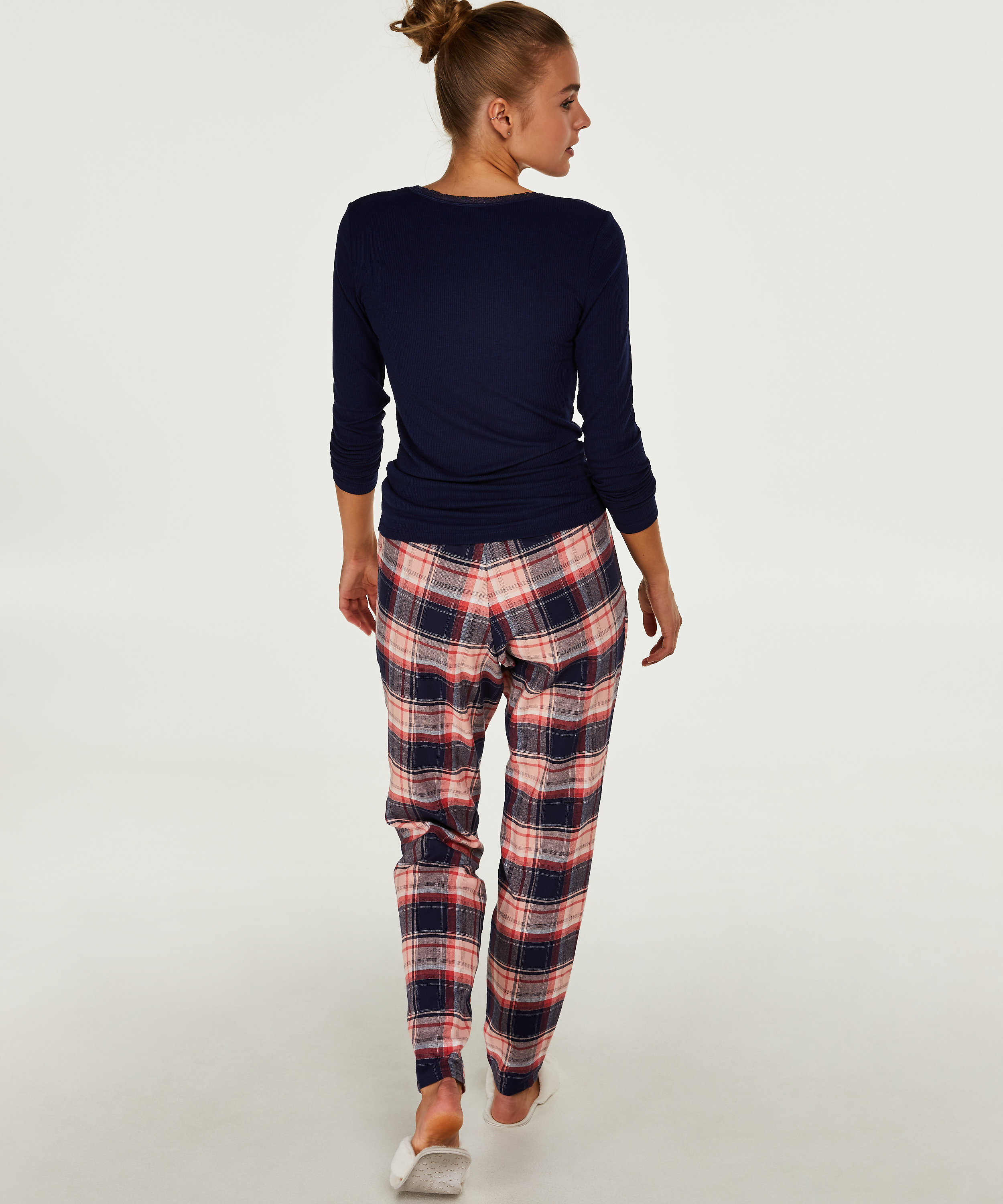 LS ribbed top R-neck, Blue, main