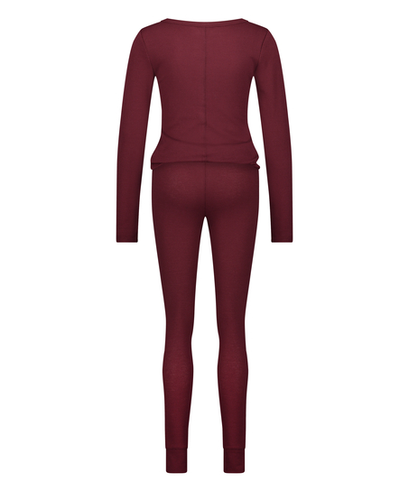 Waffle Placket Pyjama, Purple