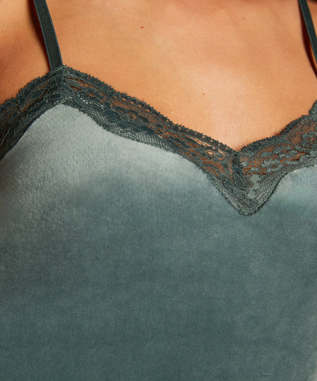 Velours Lace Cami Top, Green