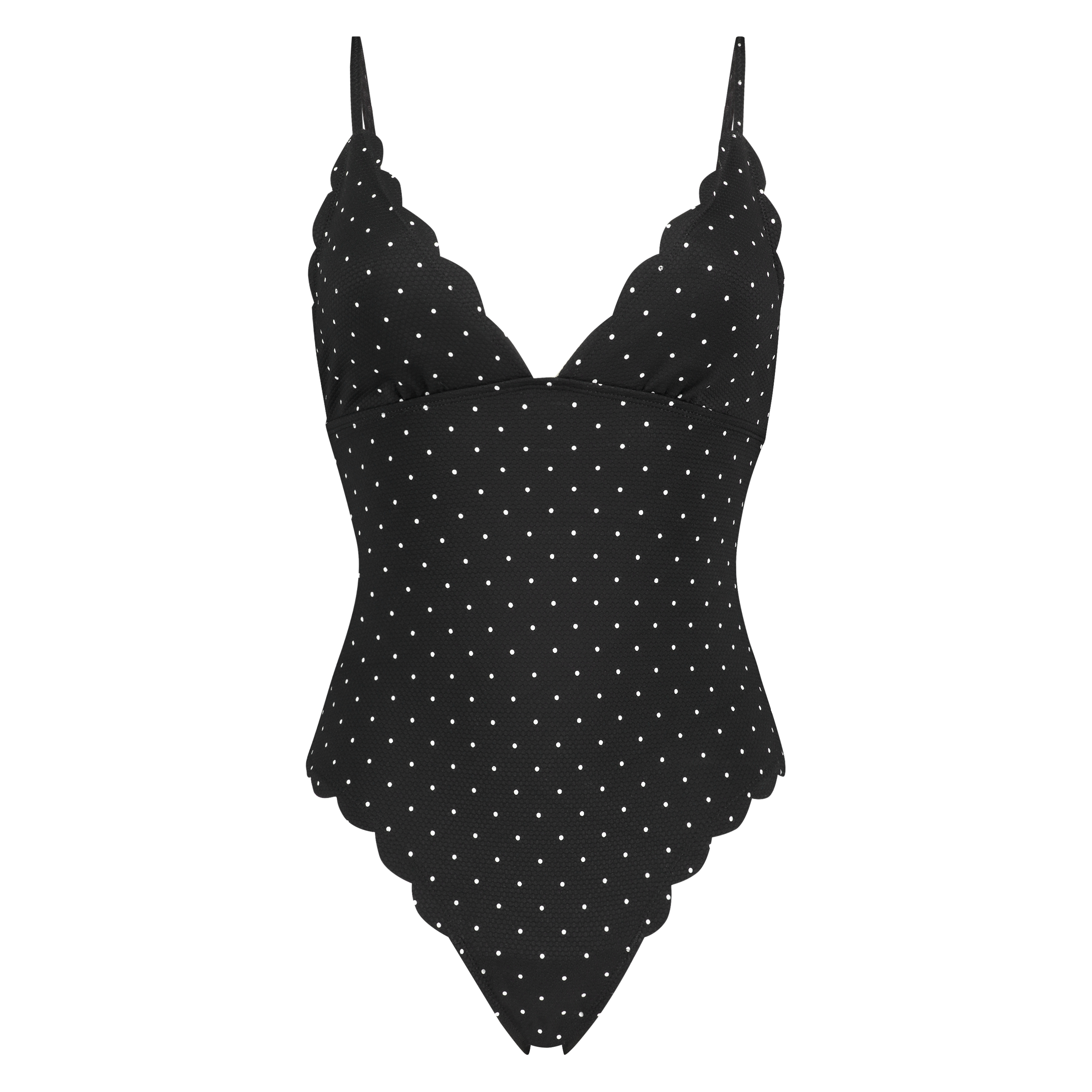 Scallop Swimsuit, Black, main