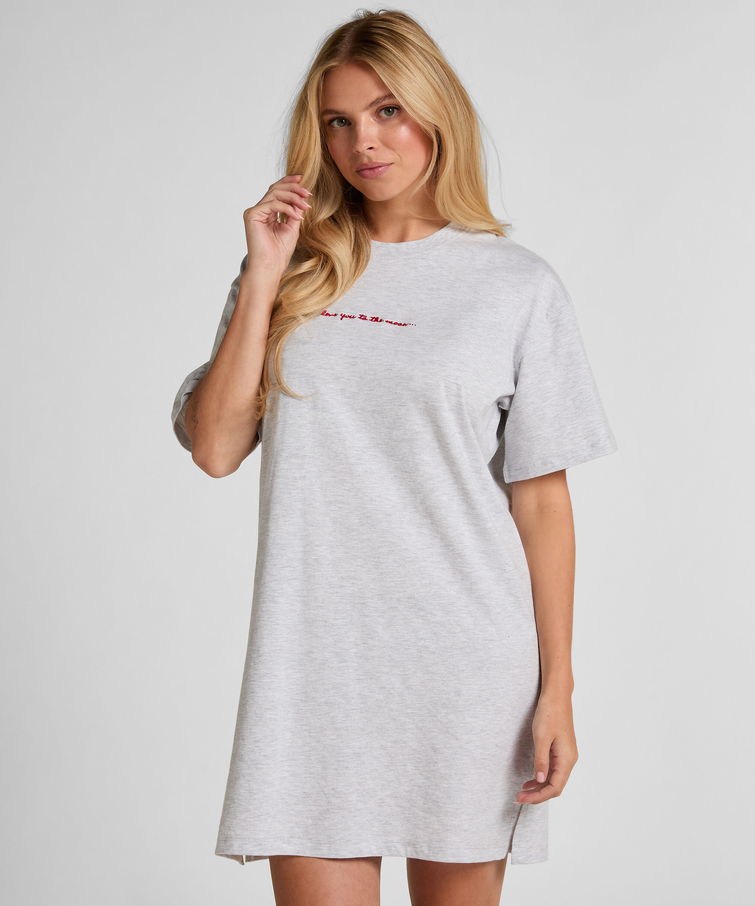 Round Neck Nightshirt, Grey