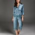 Silk capri pants, Blue