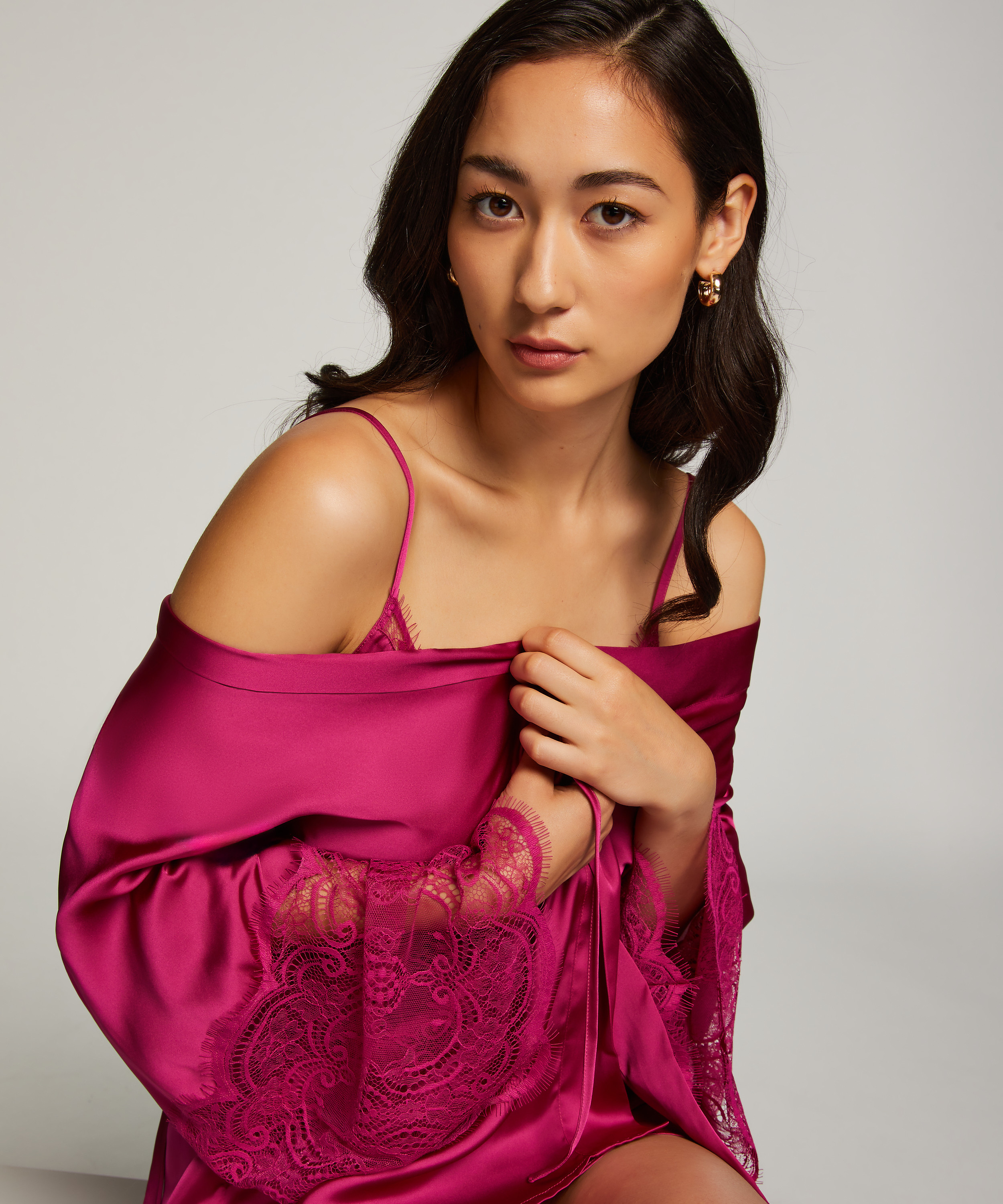Satin Kimono, Pink, main