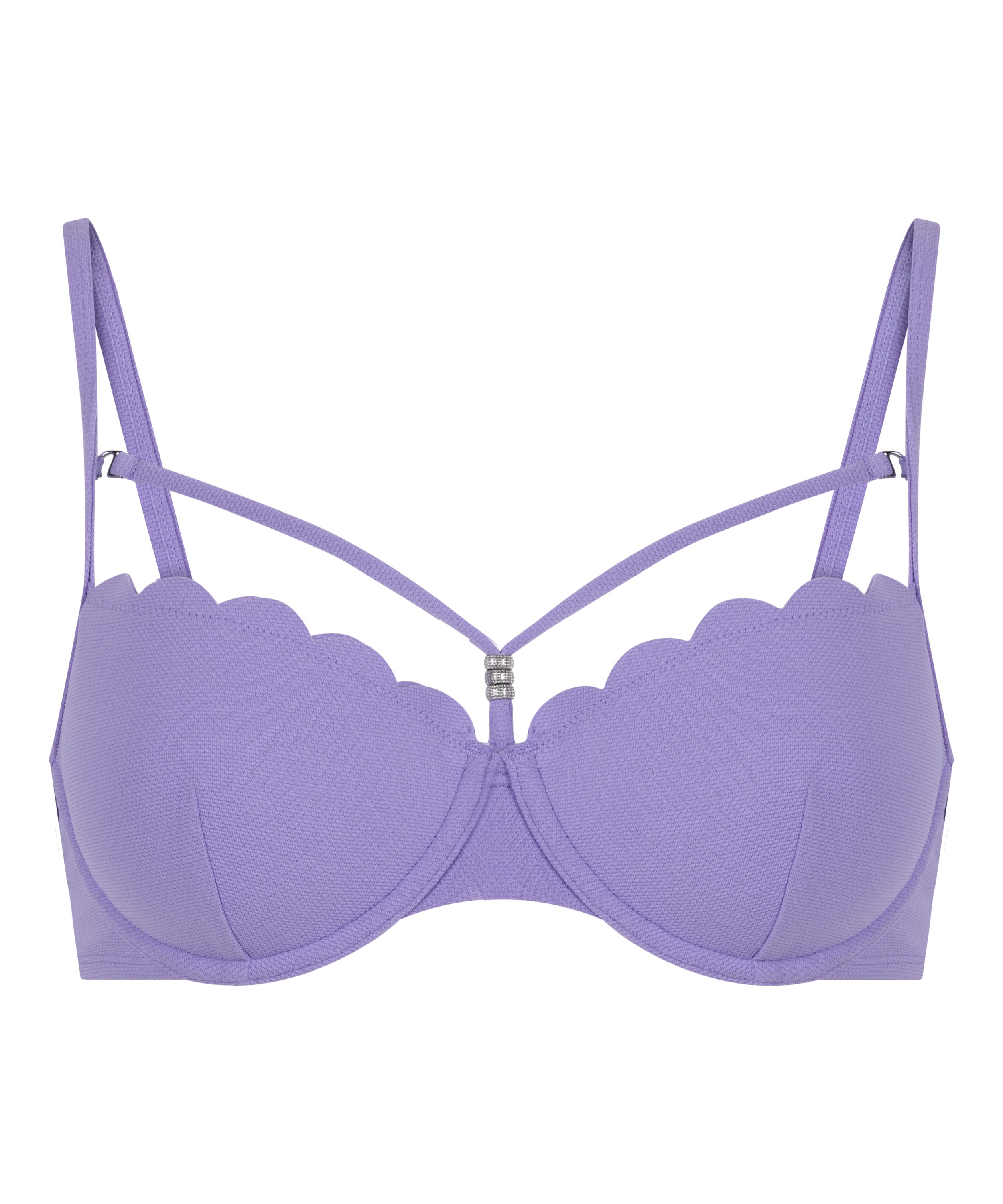 Scallop Padded Underwired Bikini Top, Purple, main