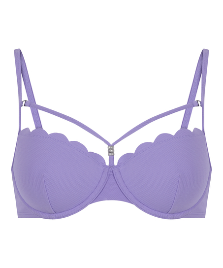 Scallop Padded Underwired Bikini Top, Purple