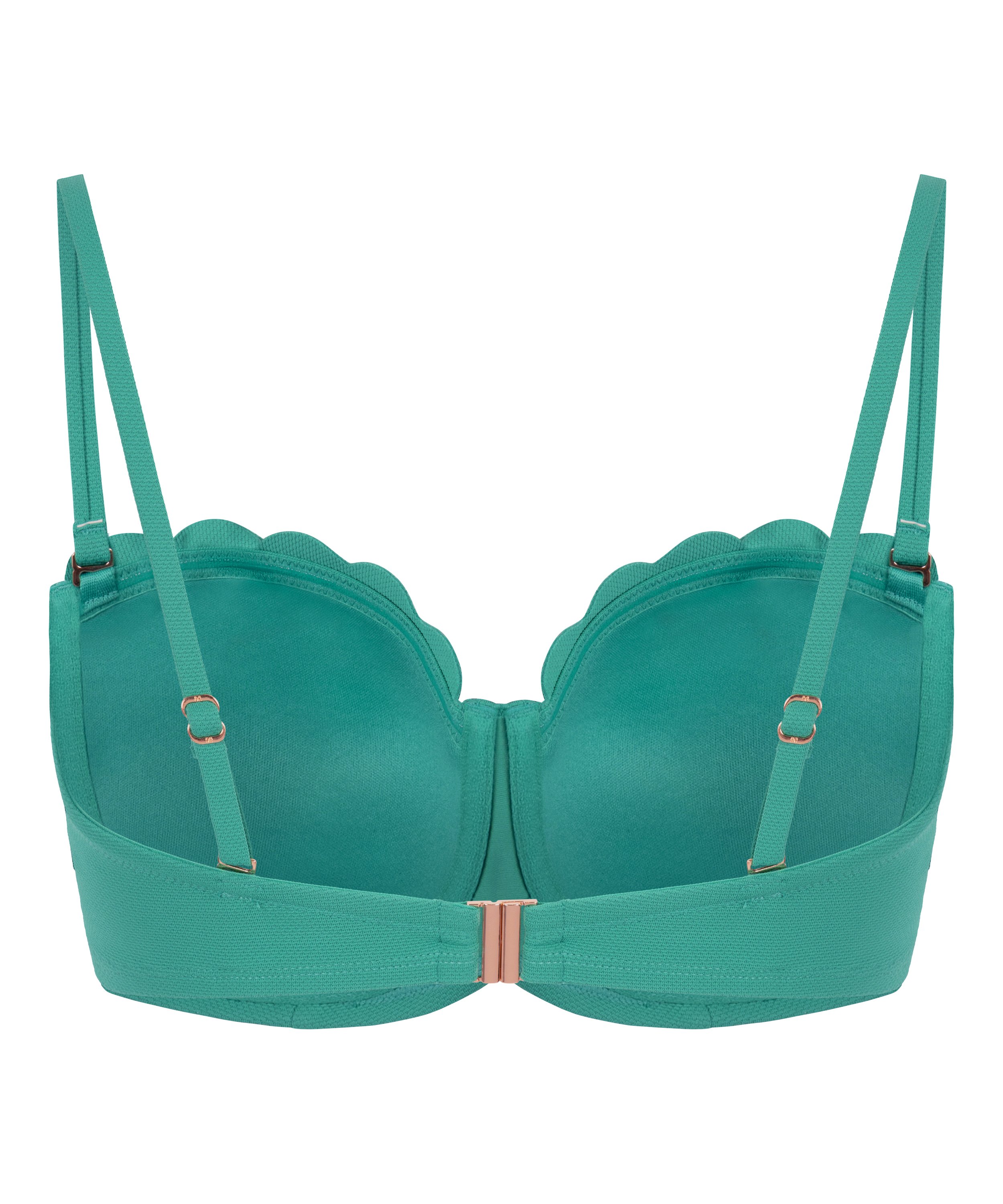 Scallop Padded Strapless Underwired Bikini Top Cup E +, Green, main