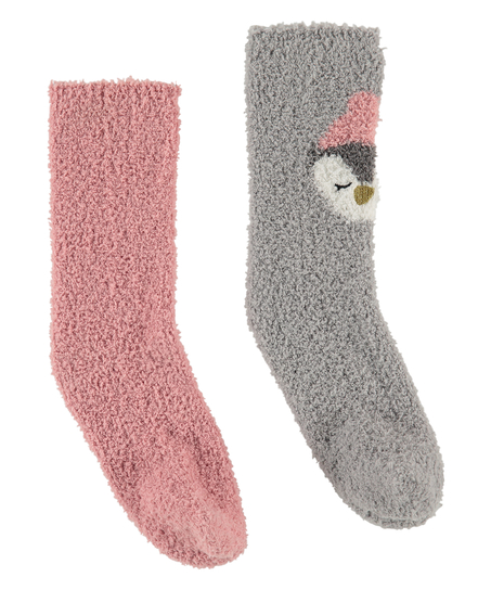 2 pairs of cosy socks, Grey