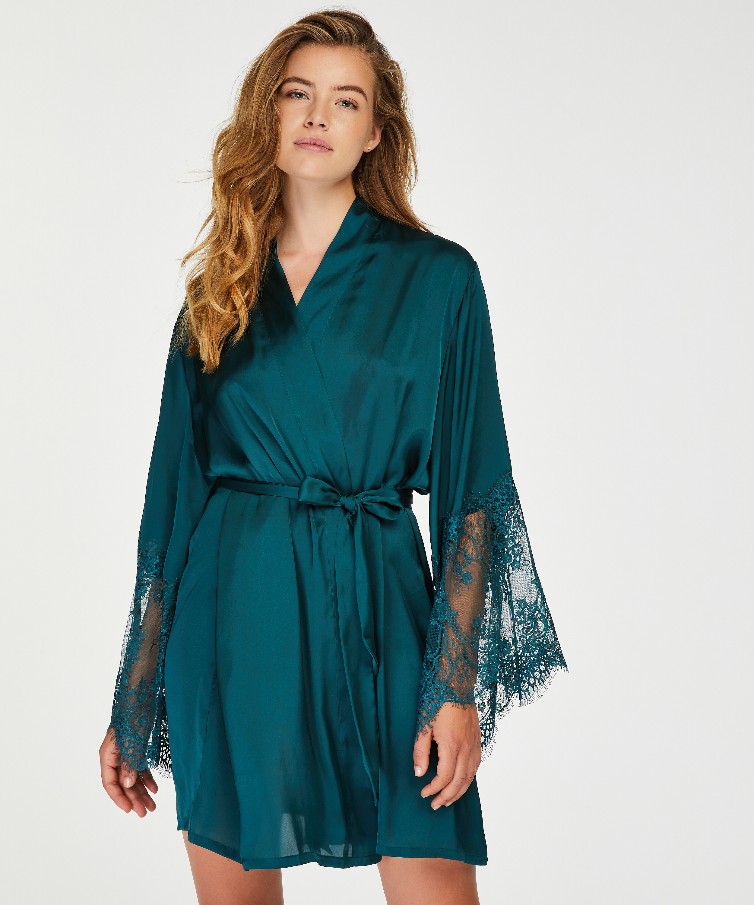 Satin Kimono, Blue, main