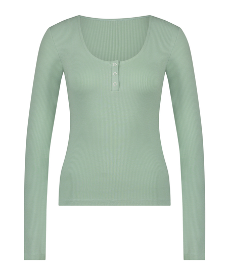 Ribbed Pyjama Top, Green