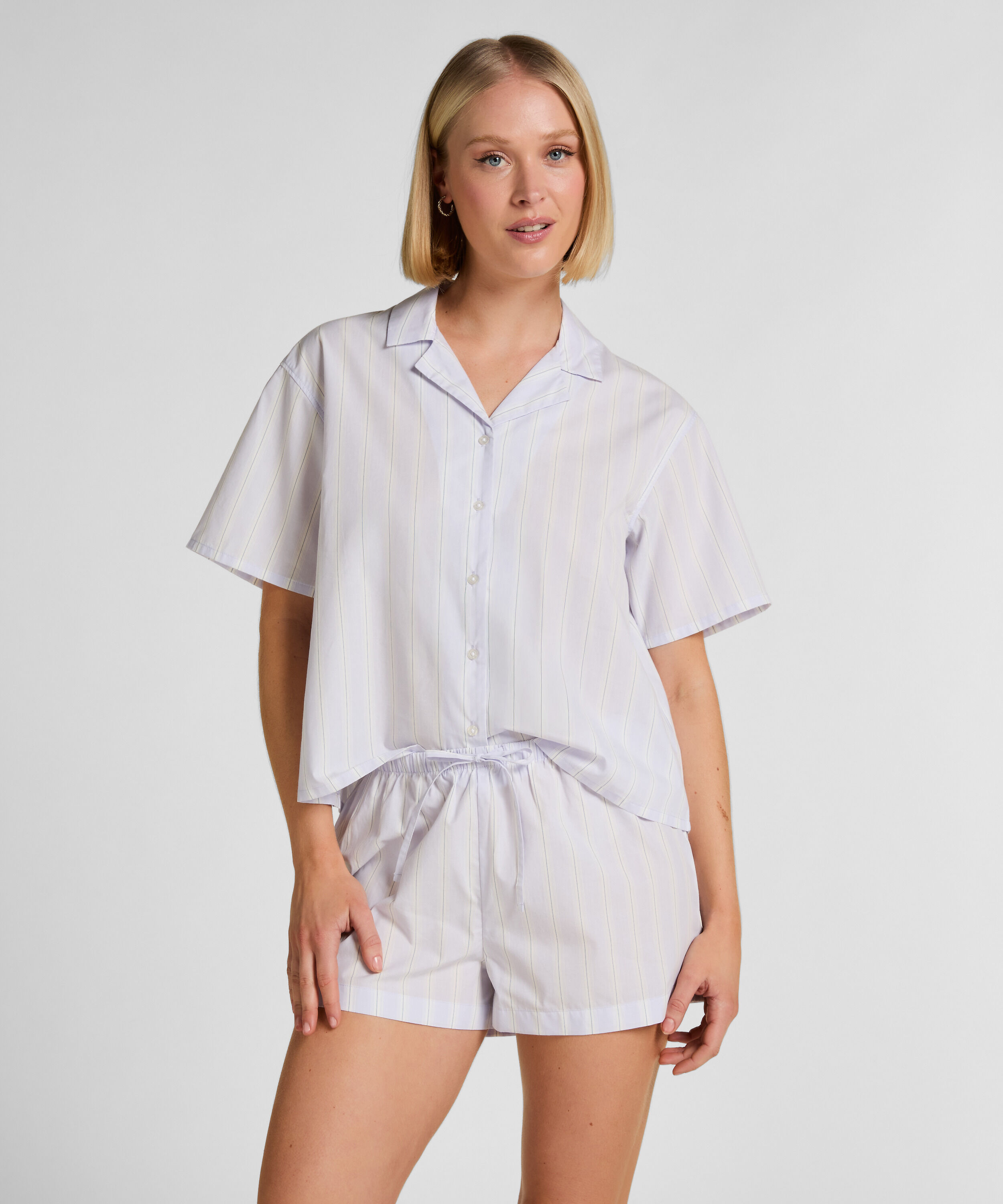 Striped Short Cotton, Purple Striped Short Cotton, Purple