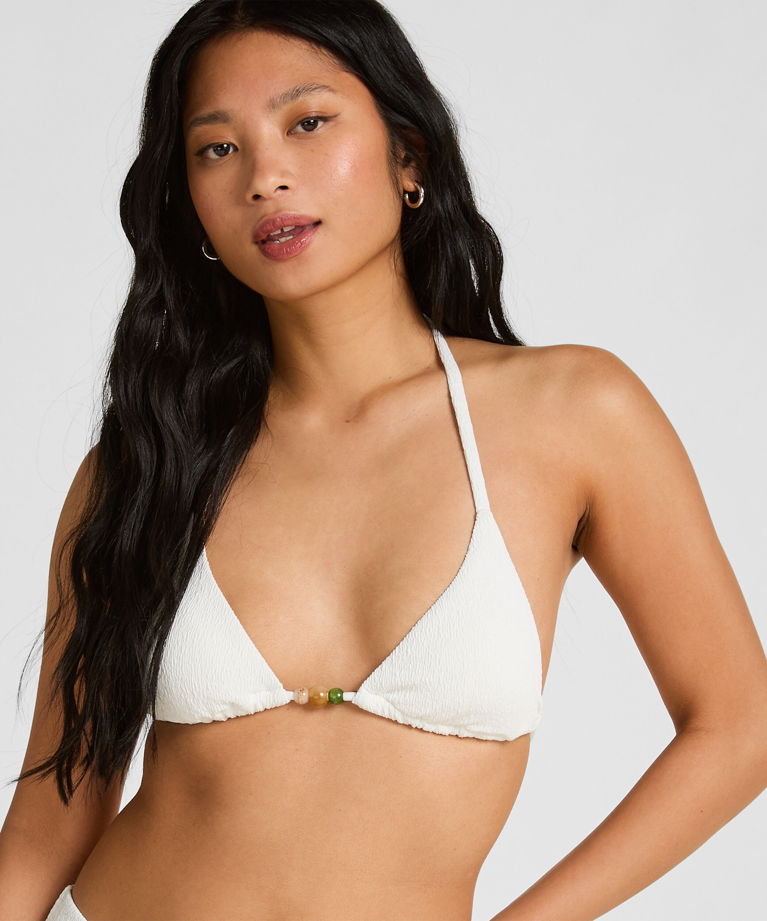 Triangle Bikini Top Crinkle, White