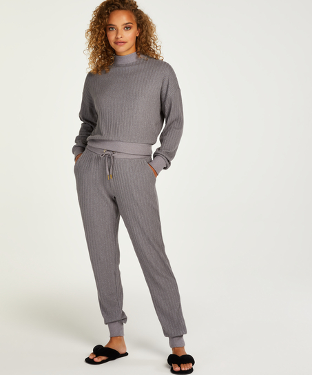Petite Brushed Rib Pyjama Pants, Grey