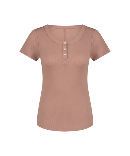 Henley Pyjama Top, Brown