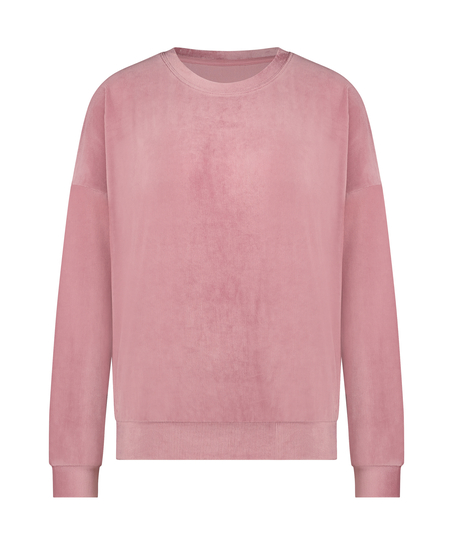 Velour rib top with long sleeves, Pink