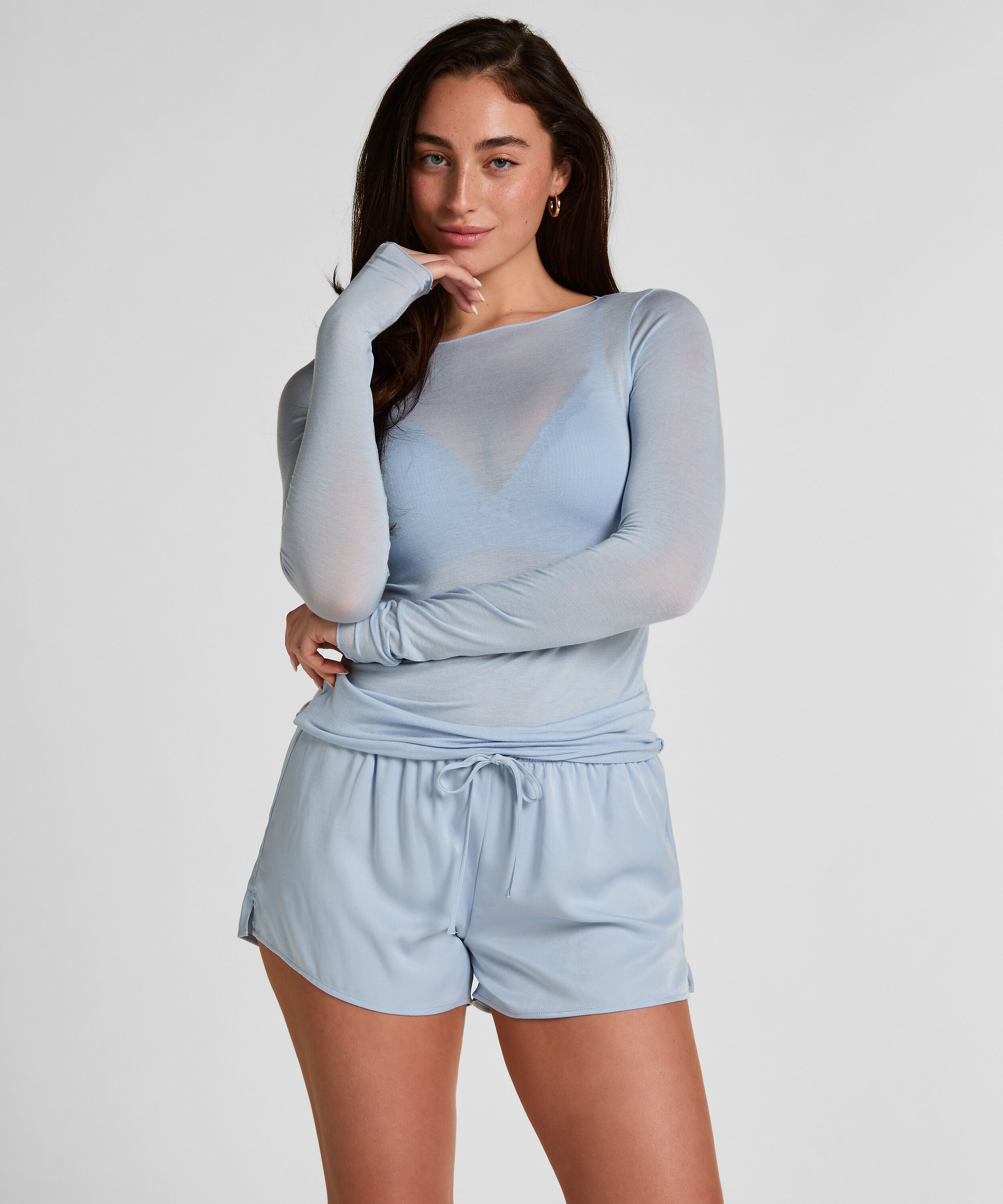 Ayla Satin Shorts, Blue