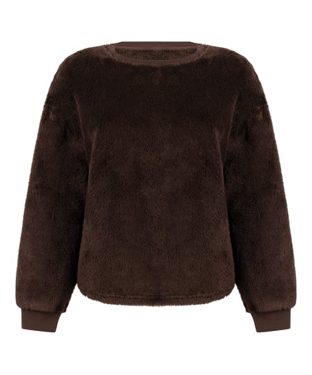 Longsleeved Top Fluffy Fleece, Brown