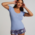 Henley Short Sleeved Pyjama Top, Blue