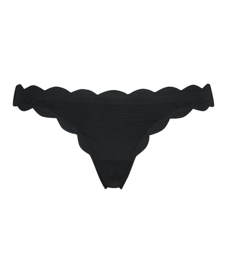 Scallop Rio Bikini Bottoms, Black