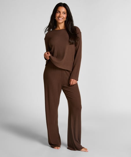 Brushed Jersey Trousers, Brown