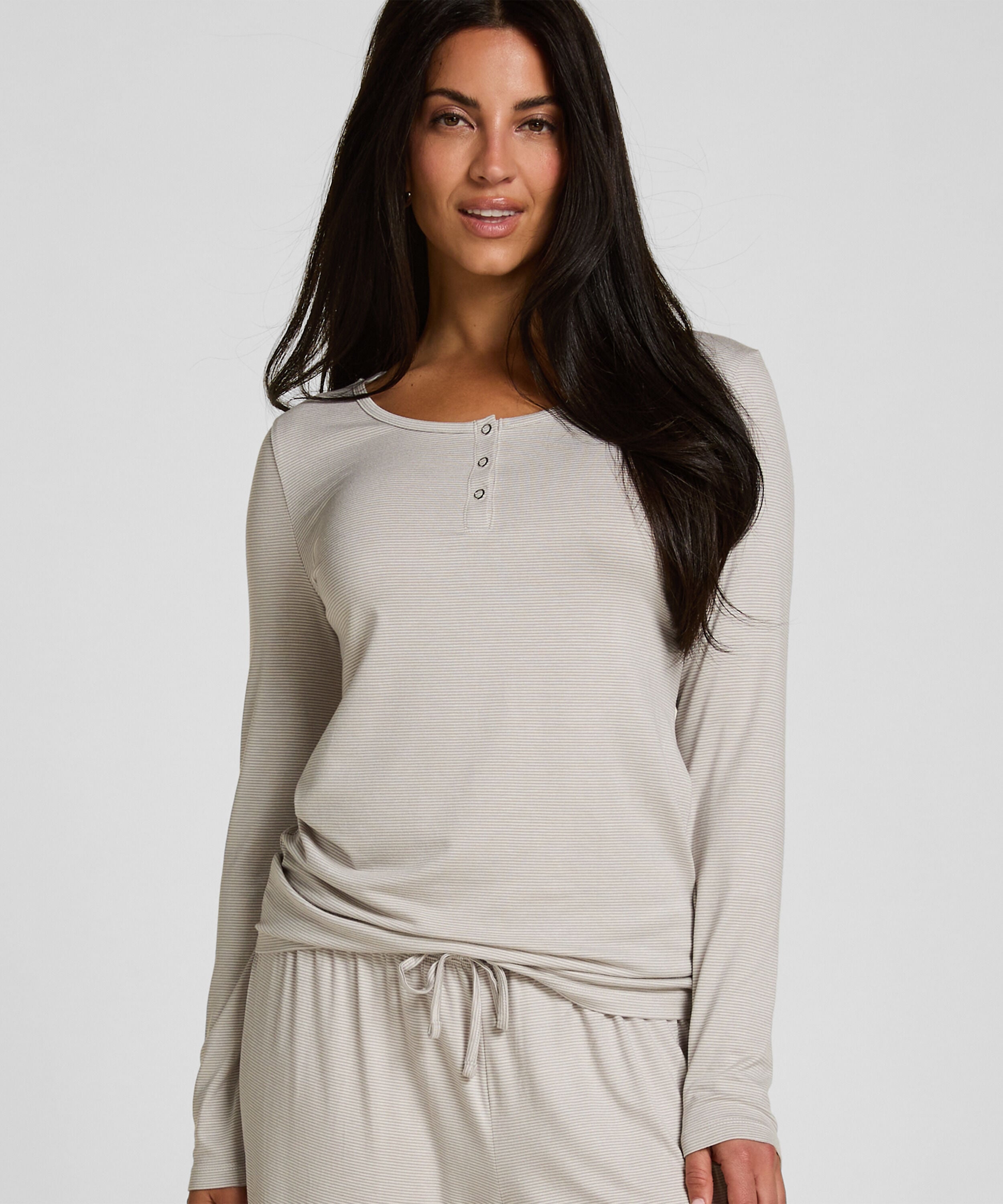 Pyjama Top Thin Stripe, Grey