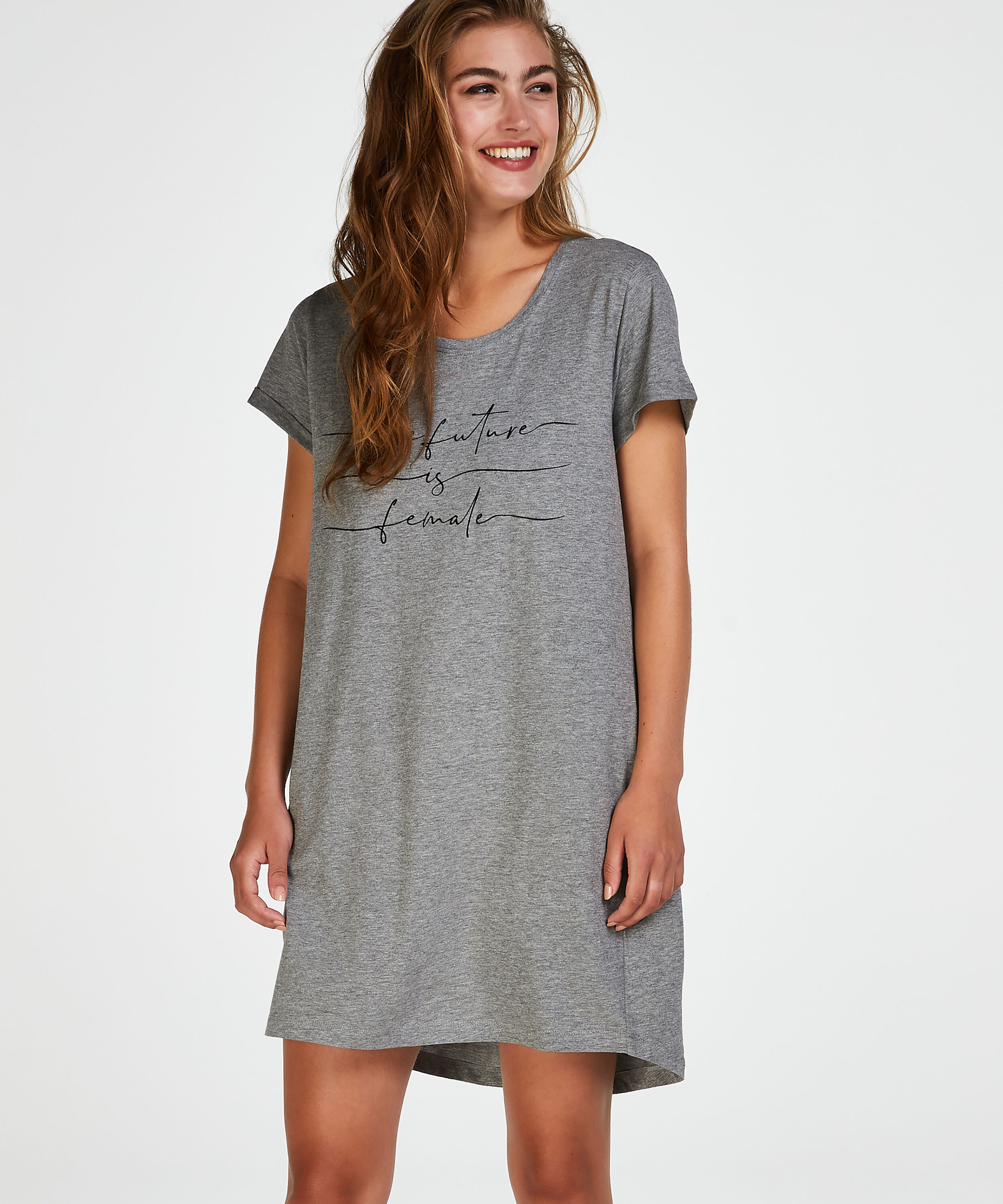 Round Neck Nightshirt, Grey