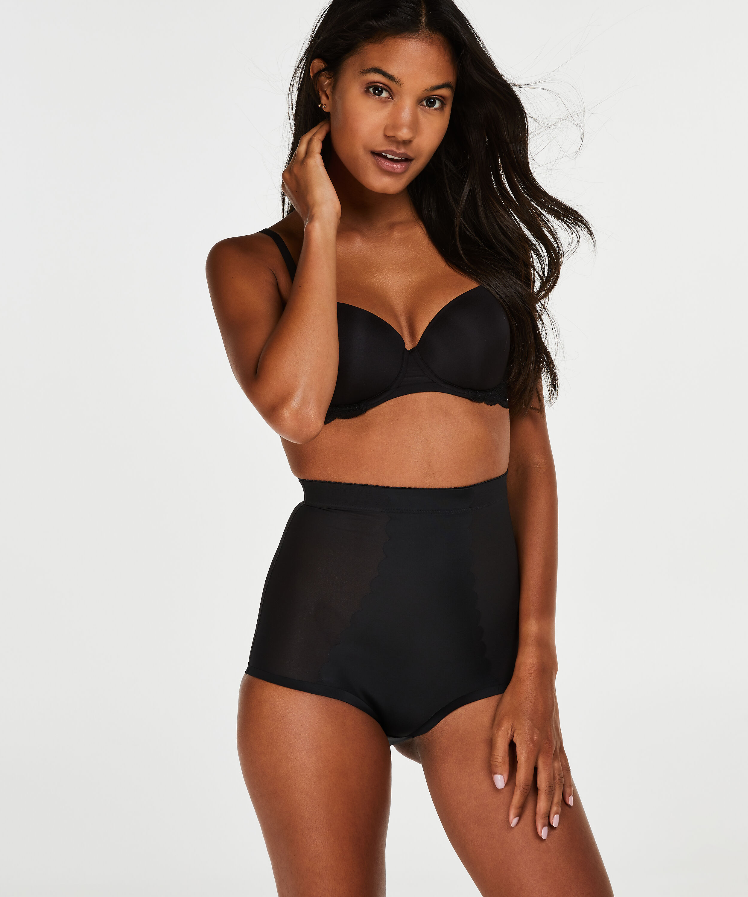 Sculpting scallop high waisted brief - Level 3, Black