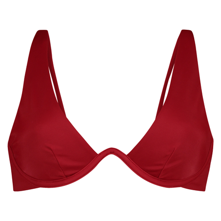 Pagoda non-padded underwired bikini top, Red