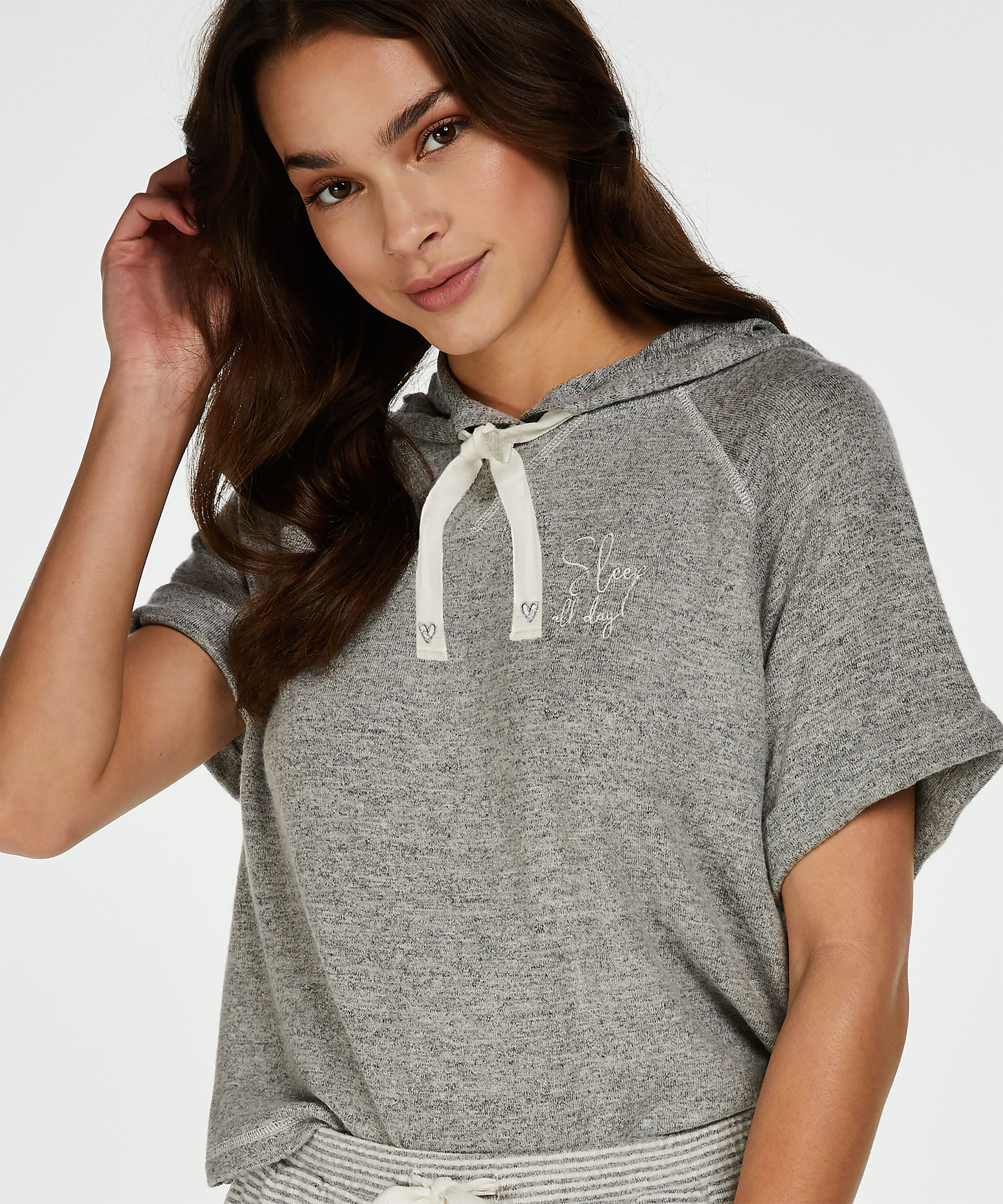 Short sleeved hoodie, Grey