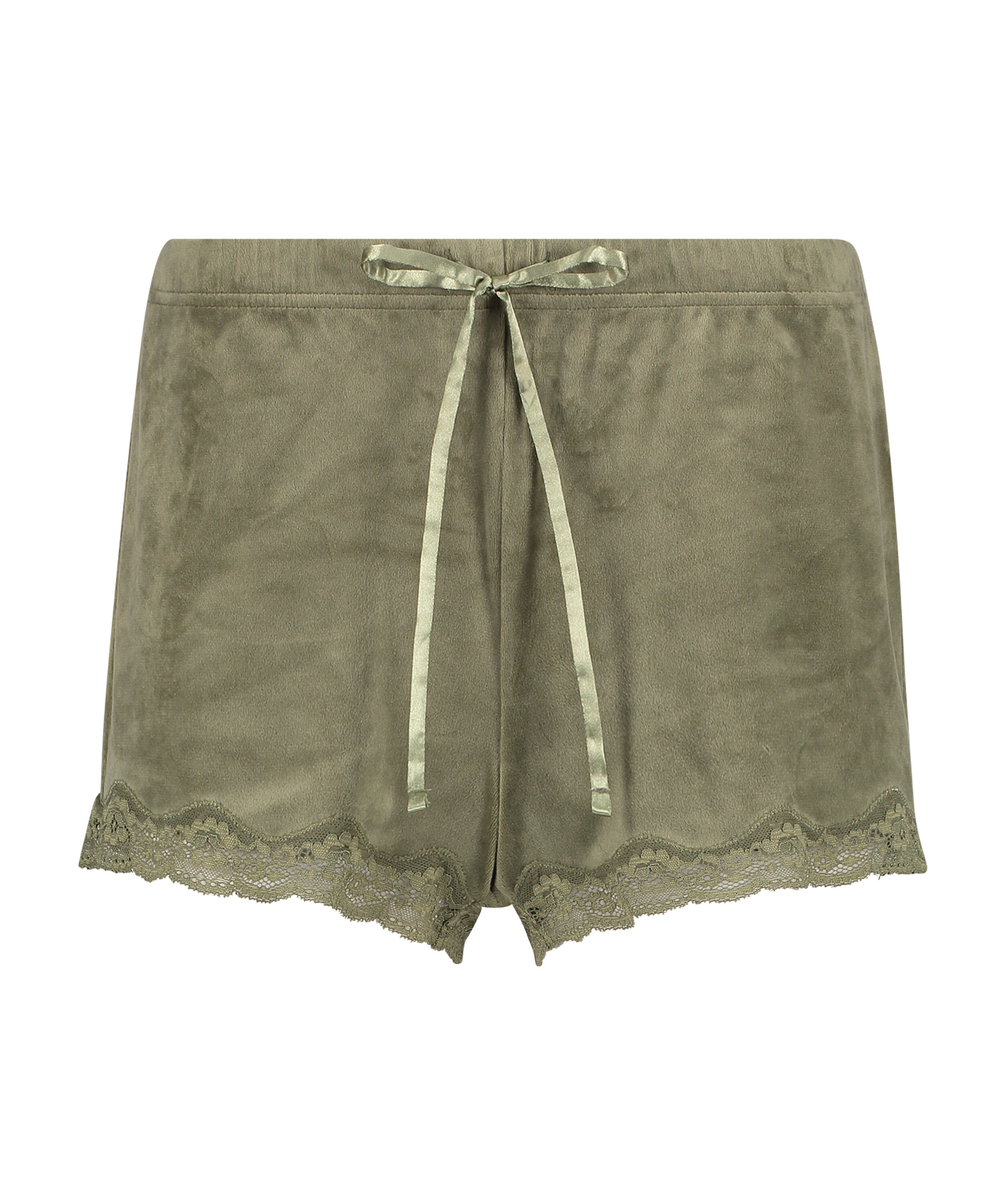 Velvet lace shorts, Green