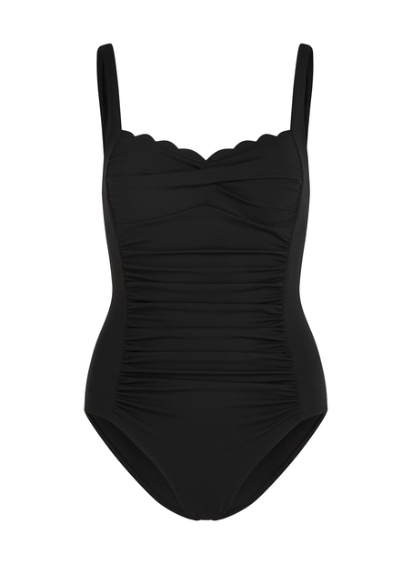 Shaping Scallop Swimsuit, Black