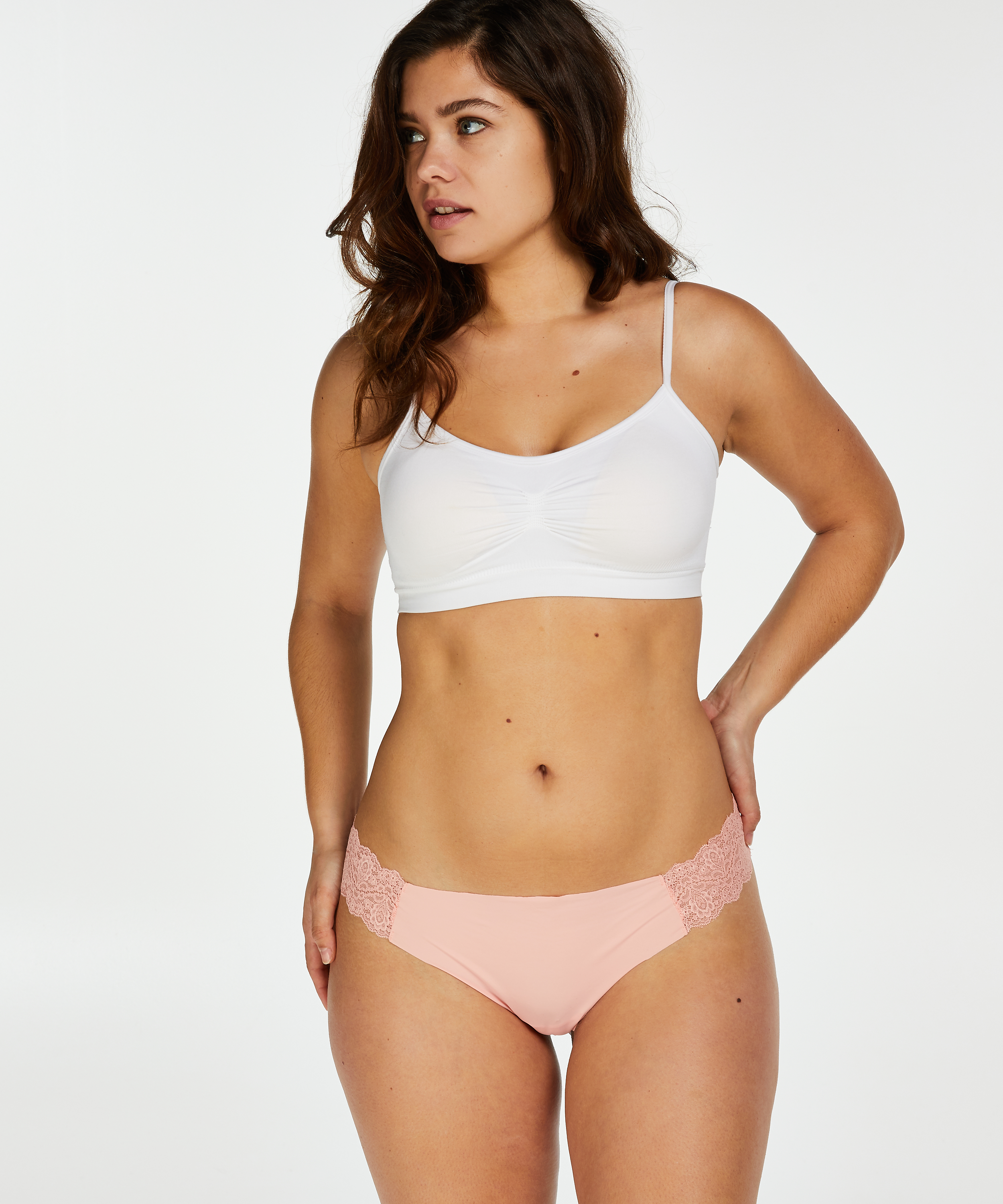 Invisible Lace Thong, Pink, main