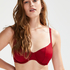 Pagoda non-padded underwired bikini top, Red