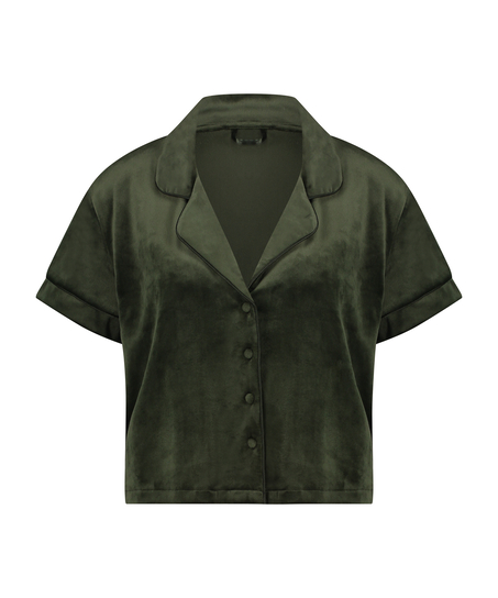 Short Sleeve Velour Jacket, Green