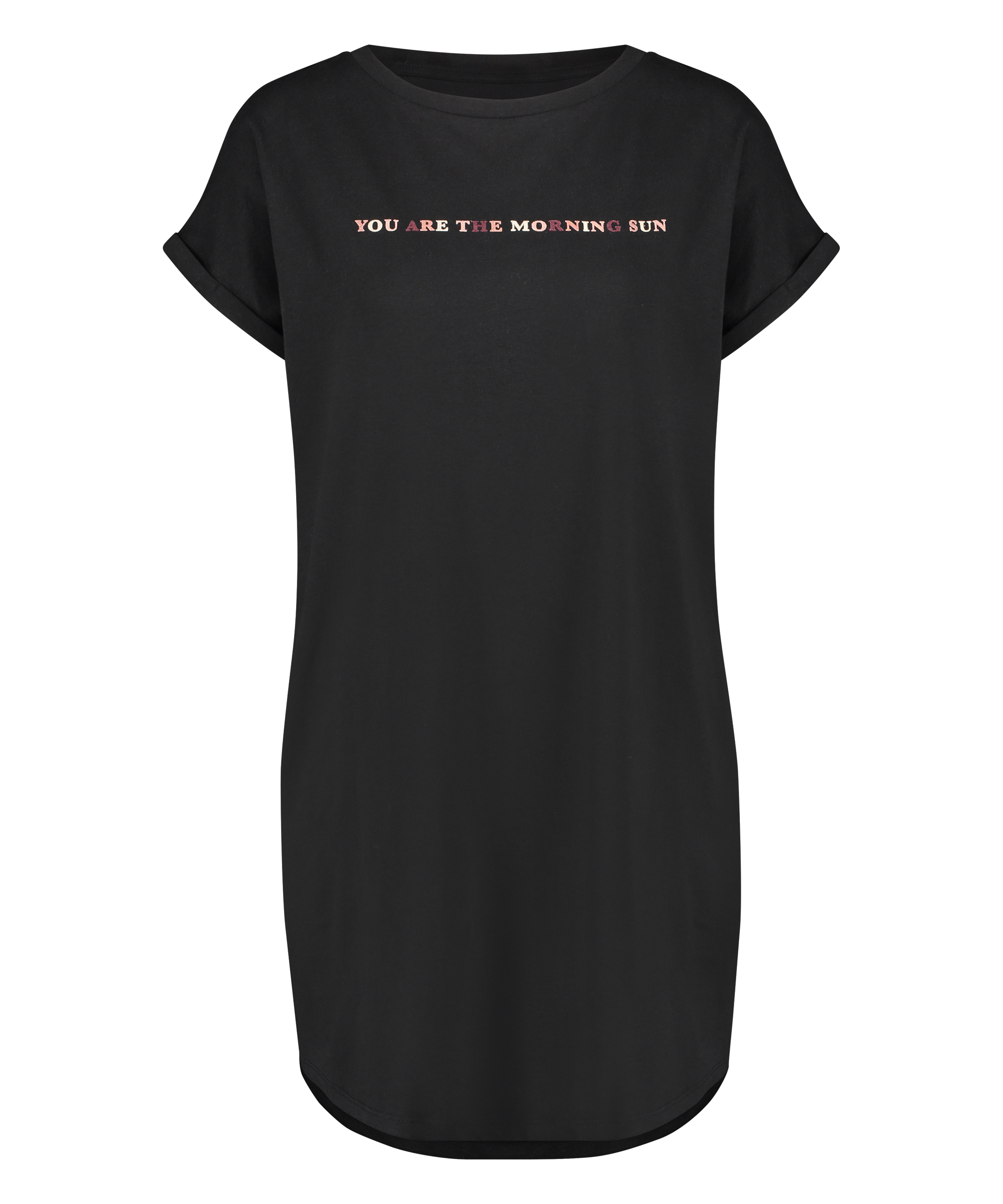 Round Neck Nightshirt, Black, main