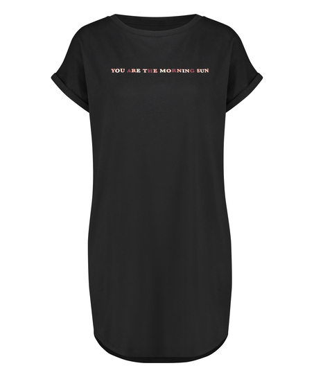 Round Neck Nightshirt, Black